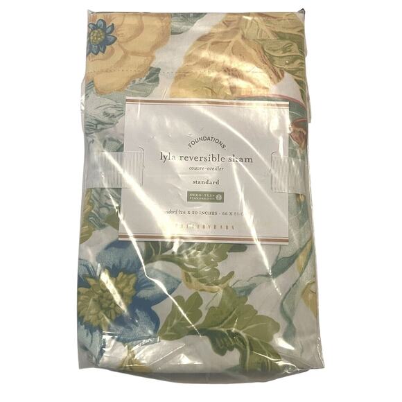 Pottery Barn Pillow Sham Lyla Reversible Cotton Standard NWT Country Cottage - Picture 4 of 7